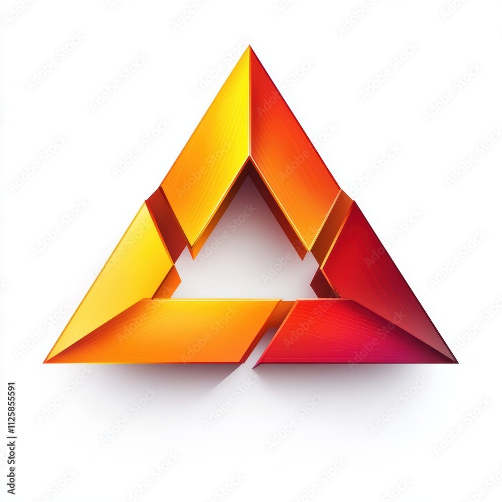 A stylized triangular logo with gradient colors of orange and red. A stylized triangular logo with gradient colors of orange and red.