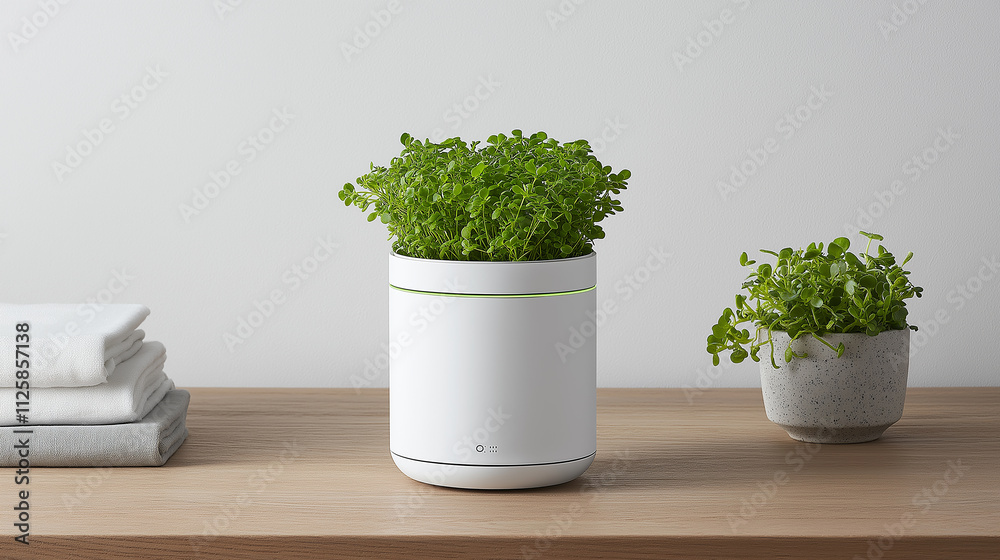 modern flower vase with built in humidity control, featuring lush green plants. sleek design complements any interior, adding touch of nature and freshness modern flower vase with built in humidity control, featuring lush green plants. sleek design complements any interior, adding touch of nature and freshness
