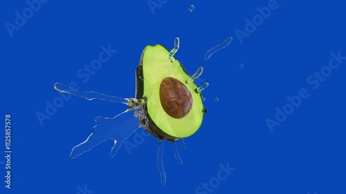 avocado water splash slow motion animation