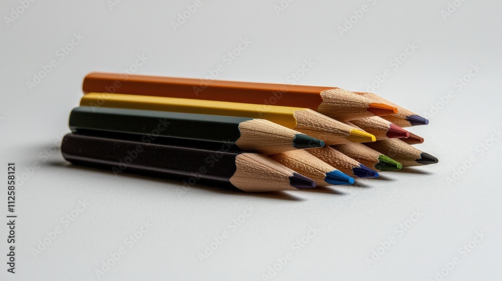 Naklejka premium A set of colored pencils arranged in a neat row.