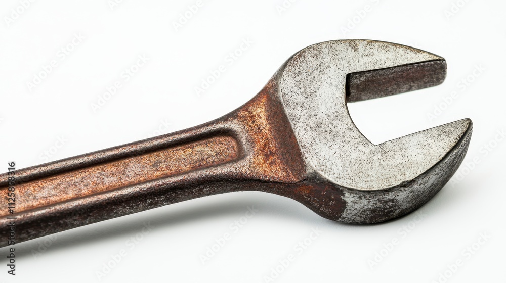 Rusty Wrench Close-Up on White Background Rusty Wrench Close-Up on White Background