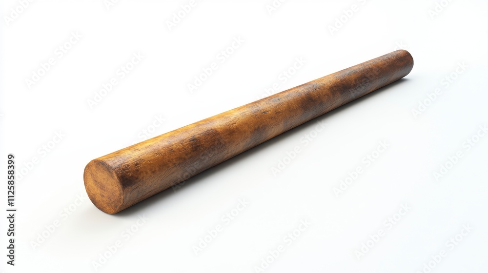 Rustic Wooden Rolling Pin on White Background - Simple Kitchenware Rustic Wooden Rolling Pin on White Background - Simple Kitchenware