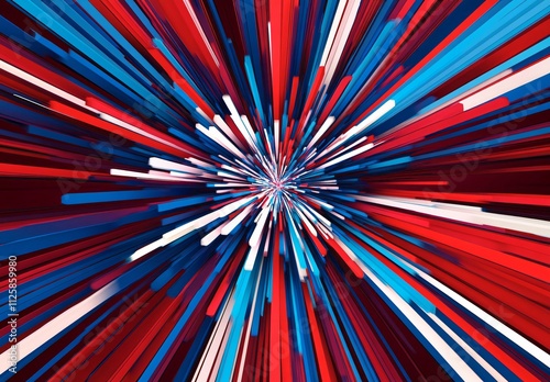 Abstract Red, White, Blue Burst, Dynamic Energy Background