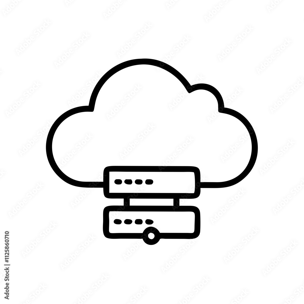 Cloud Hosting VPS icon outline line art style Cloud Hosting VPS icon outline line art style