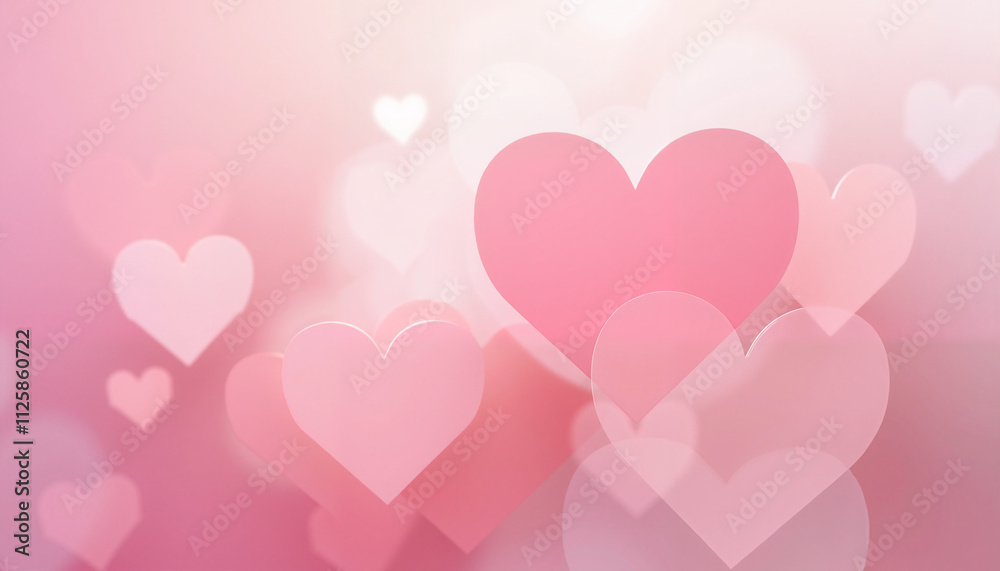 Soft pink heart shapes on blurred background for Valentine's Day celebration and decoration Soft pink heart shapes on blurred background for Valentine's Day celebration and decoration