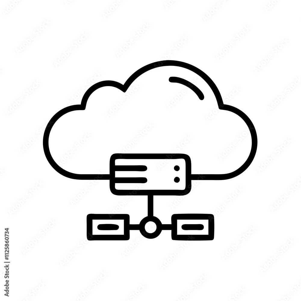 Cloud Hosting VPS icon outline line art style Cloud Hosting VPS icon outline line art style