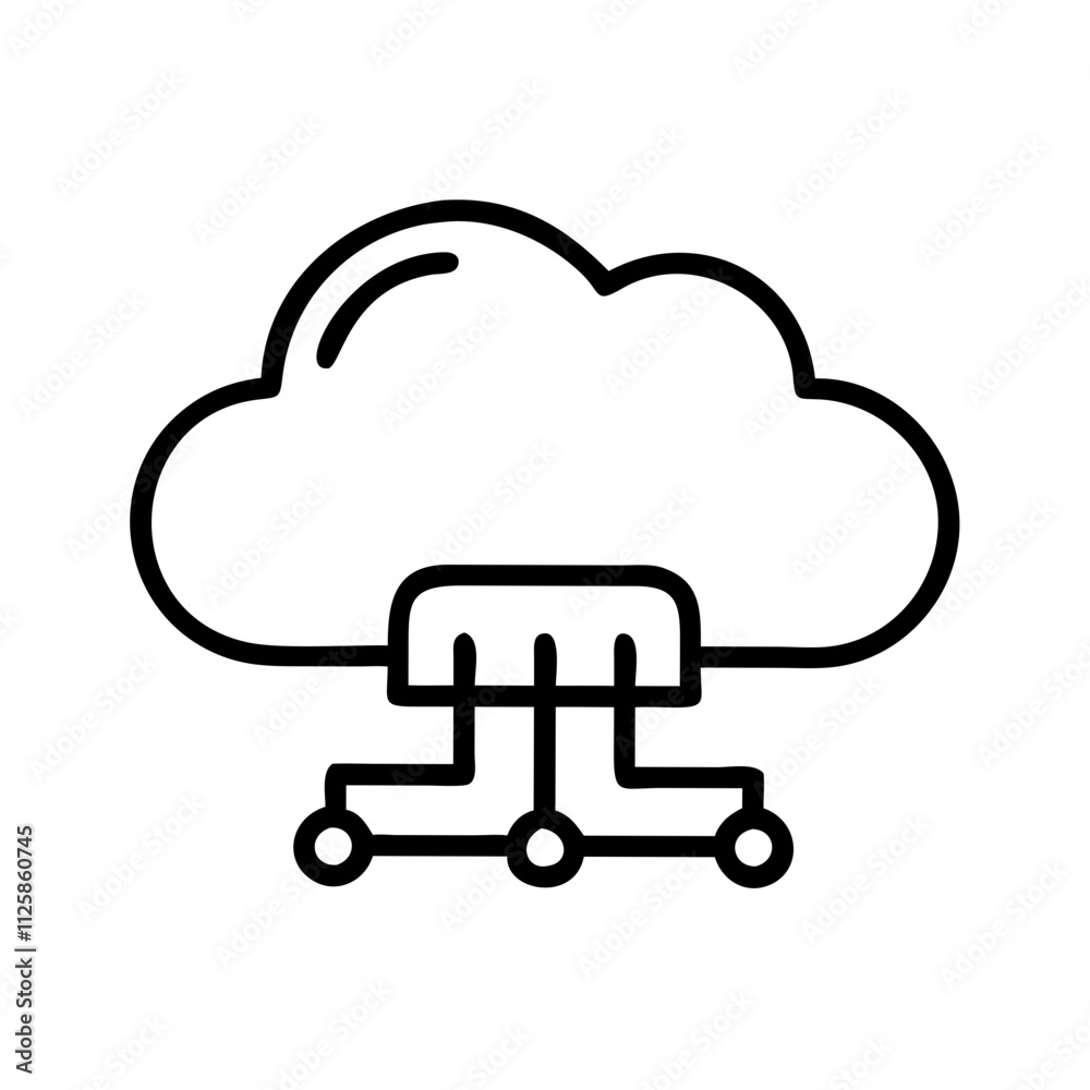 Cloud Hosting VPS icon outline line art style Cloud Hosting VPS icon outline line art style