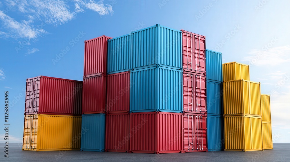 Fototapeta premium A stack of colorful shipping containers arranged neatly.