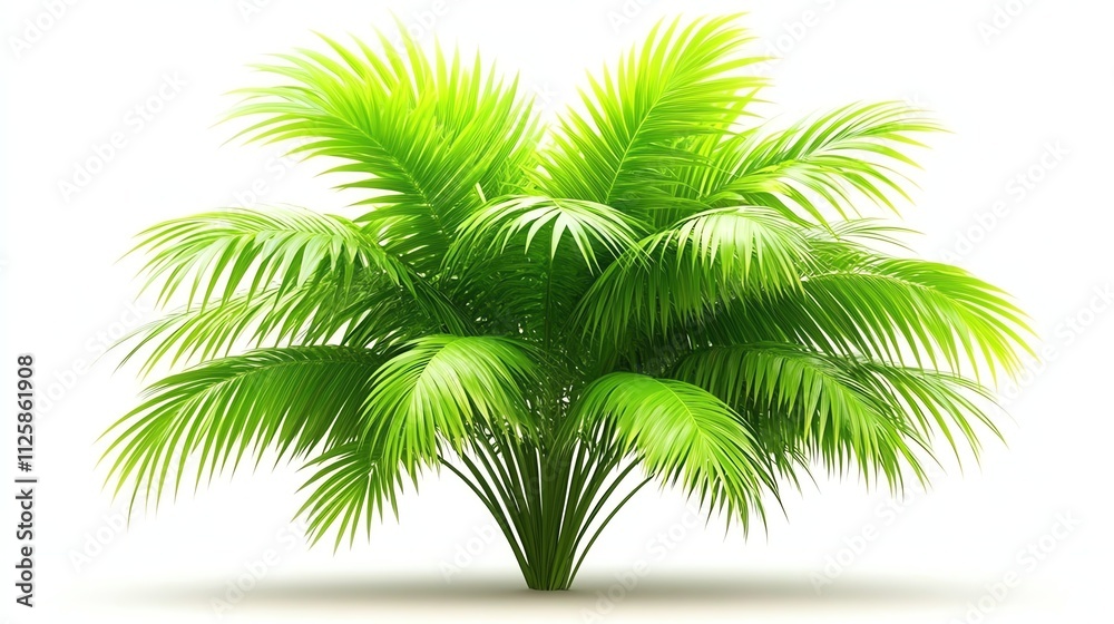 Lush green palm plant, white isolated background. Lush green palm plant, white isolated background.