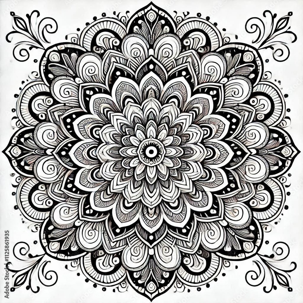 Amazing line art mandala design with black and white color Amazing line art mandala design with black and white color