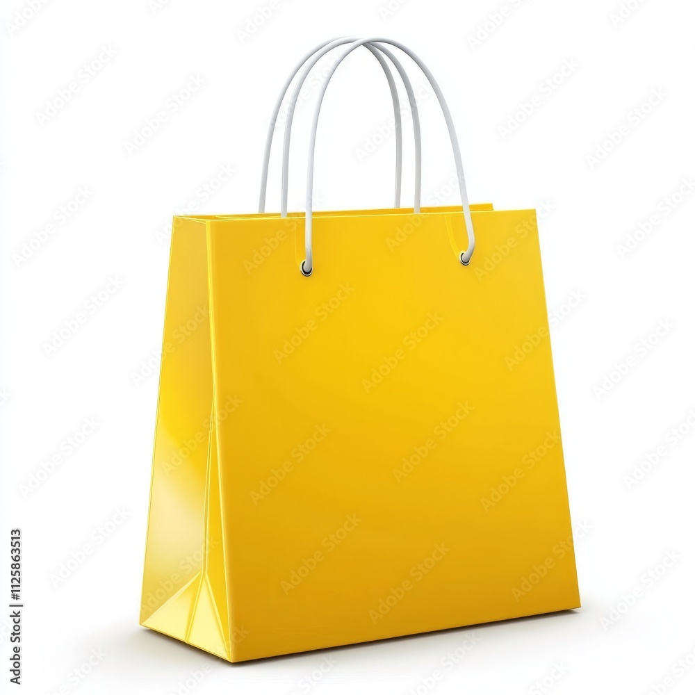 yellow shopping bag 3d render icon isolated on white background cutout yellow shopping bag 3d render icon isolated on white background cutout