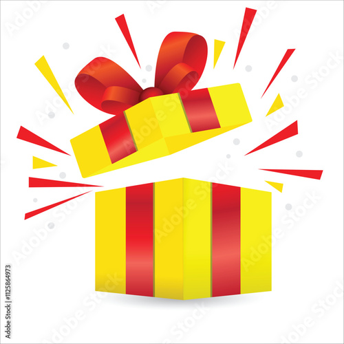 Yellow open gift box vector illustration on white background stock illustration, christmas, new year, surprise, holiday