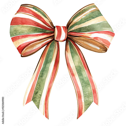 Joyful christmas decoration with striped bow ornament festive background clipart design for holiday cheer and celebration