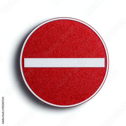 Red no entry sign on a white isolated background photo