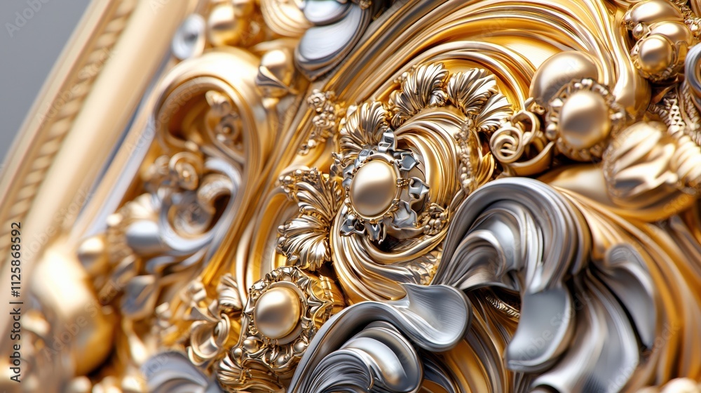 A gold ornate mirror with intricate detailing. A gold ornate mirror with intricate detailing.