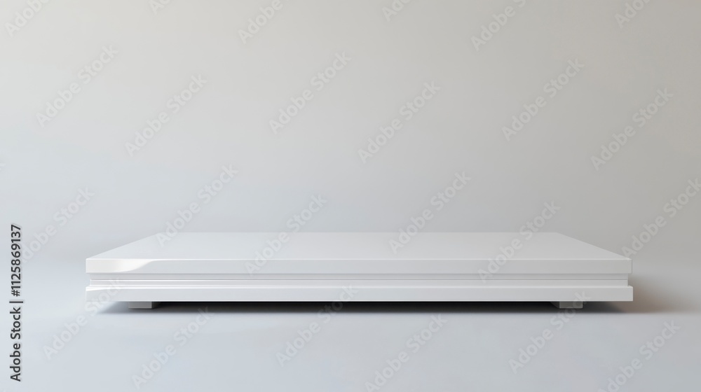 Minimalist White Platform Display, Product Showcase, Clean Background Minimalist White Platform Display, Product Showcase, Clean Background