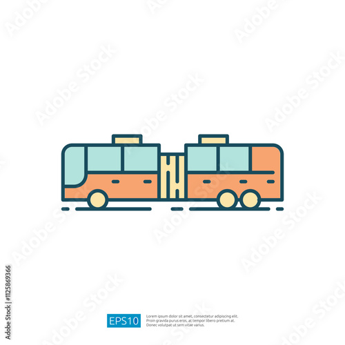 A simple graphic illustration of a bus, showcasing a modern design with clear lines and colors. It emphasizes public transport and urban mobility.