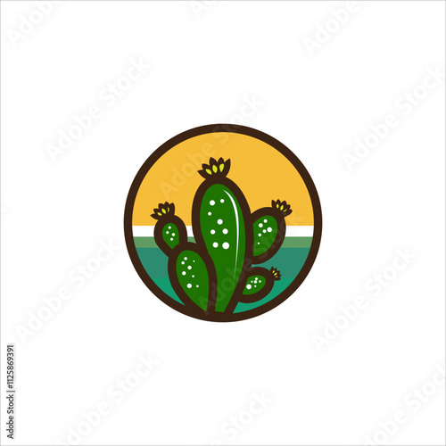 a prickly pear cactus in a circular frame for arizona logo template