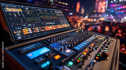 Digital audio mixing console at a concert.