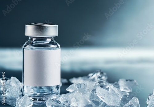 Medical Vaccine Vial on Ice, Healthcare Concept