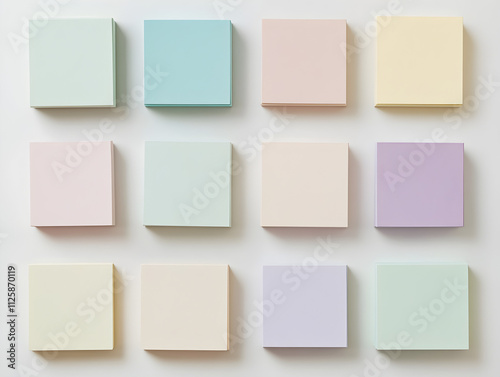 Pastel Color Sticky Notes Mockup Blank Square Memo Pads