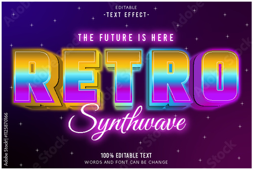 The Future Is Here Retro Synthwave editable text effect 3d emboss 80’s style