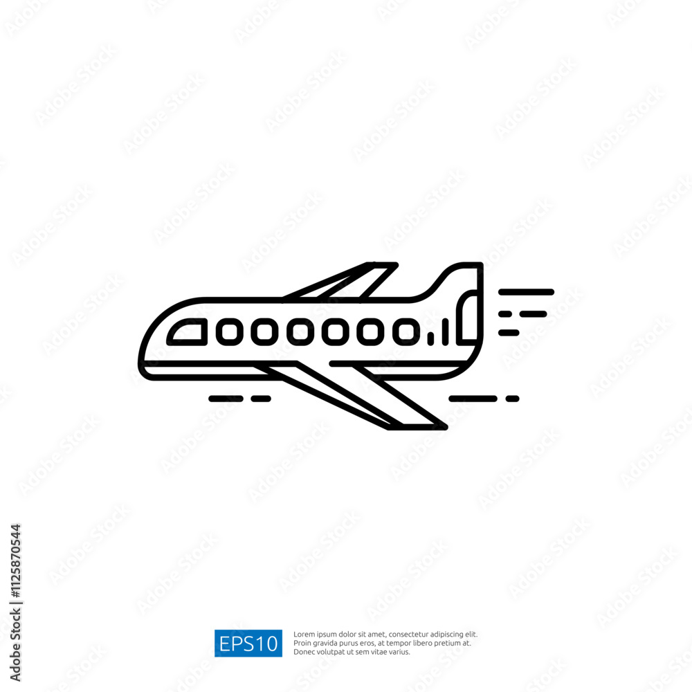 A simple line drawing of an airplane in flight, representing travel and transportation. A simple line drawing of an airplane in flight, representing travel and transportation.