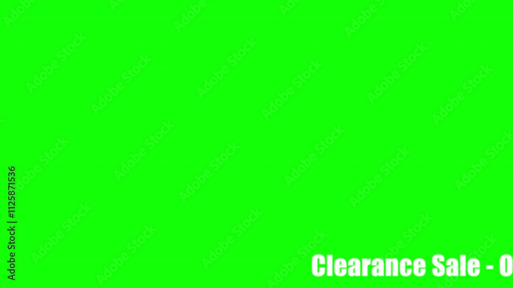 Clearance Sale On Now. Bottom of screen ticker. Green Screen. Clearance Sale On Now White Text. White Text animation on Green Background. Big Sale. Discount. Special Offer. Clearance Sale On Now. Bottom of screen ticker. Green Screen. Clearance Sale On Now White Text. White Text animation on Green Background. Big Sale. Discount. Special Offer.