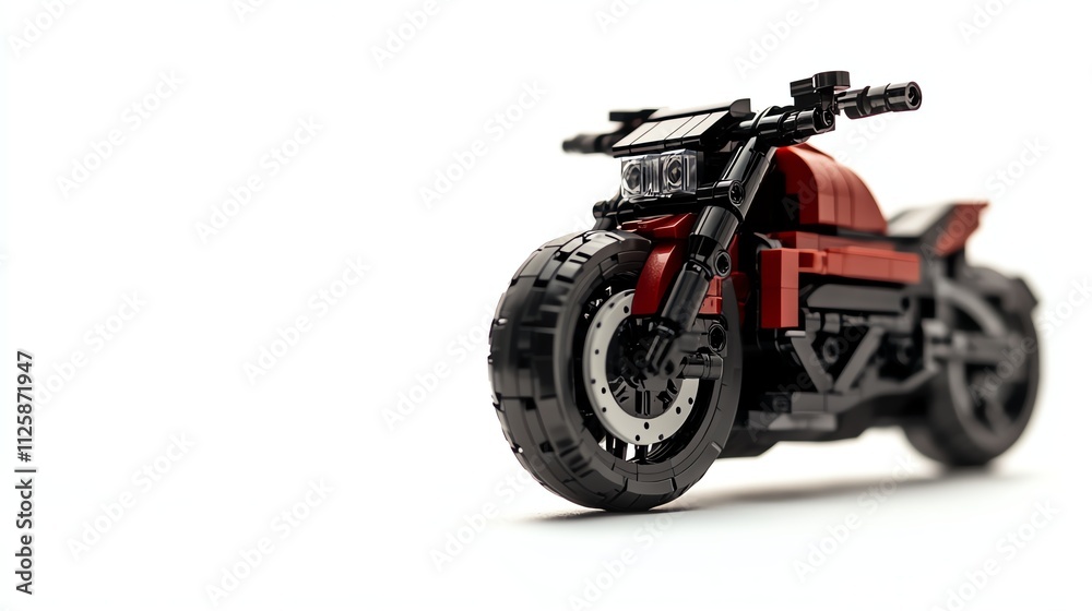 Detailed model of a red and black motorcycle on a white isolated background Detailed model of a red and black motorcycle on a white isolated background