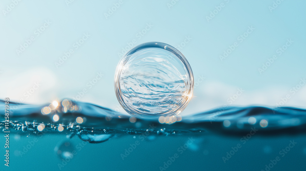 Ocean's Embrace: Crystal Sphere floats serenely on the water's surface, capturing the interplay of light and water. A mesmerizing image evoking tranquility and the beauty of nature. Ocean's Embrace: Crystal Sphere floats serenely on the water's surface, capturing the interplay of light and water. A mesmerizing image evoking tranquility and the beauty of nature.