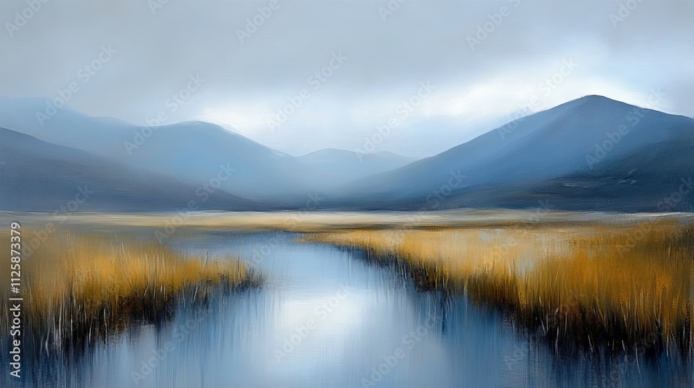 Serene Abstract Landscape with Flowing Lines and Soft Colors Serene Abstract Landscape with Flowing Lines and Soft Colors