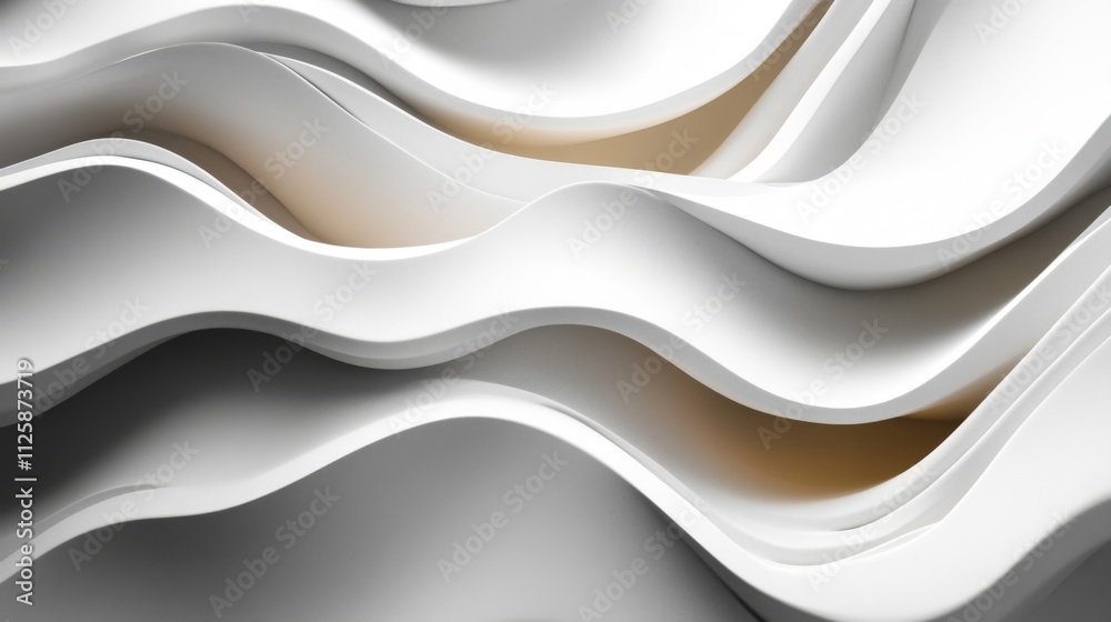 Fototapeta premium Abstract white flowing shapes with a clean modern aesthetic