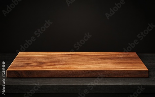 Dark background with empty wooden board.