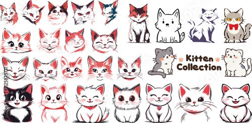 Cute Kitten Vector Collection - Adorable Cat Illustrations