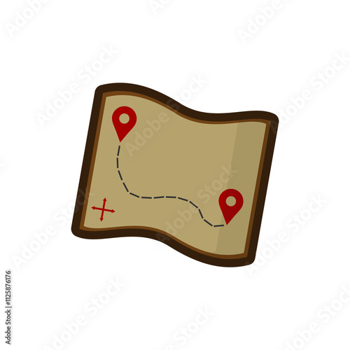 Treasure Map flat icon vector Illustration