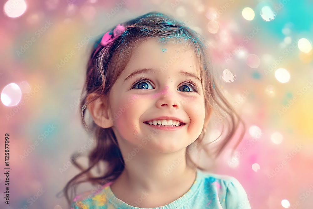 Portrait of a smiling child girl celebrating the holi festival of colors Portrait of a smiling child girl celebrating the holi festival of colors