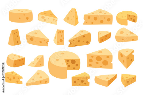 Assorted Cheese Pieces in Various Shapes and Sizes