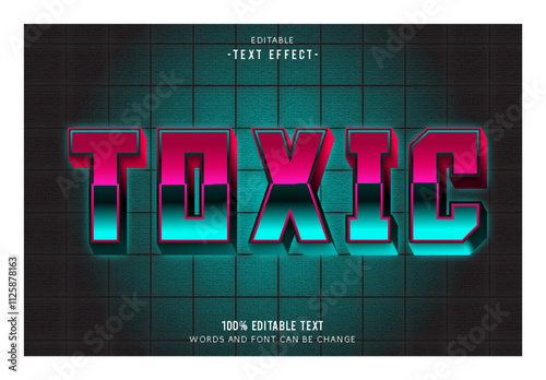 Toxic editable text effect 3d emboss 80’s style
