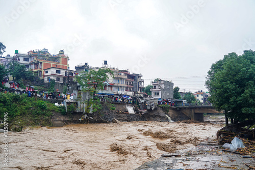 Nakhu River Flooding In Lalitpur, Nepal. photo