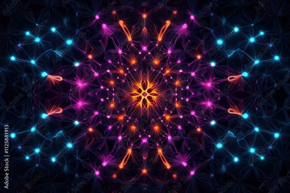 Dynamic digital art neon geometry in a dark cyber realm Dynamic digital art neon geometry in a dark cyber realm