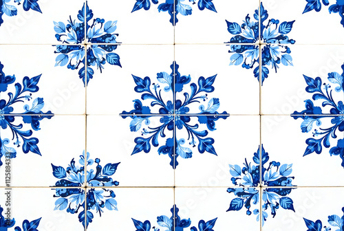 Delft blue dutch seamless pattern Floral blue seamless pattern Vintage dutch tile decor photo