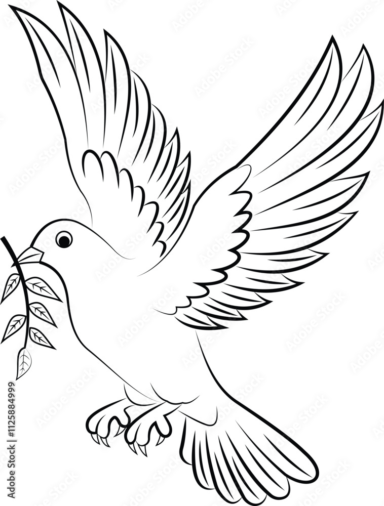 Obraz premium Dove of peace flying with green olive branch