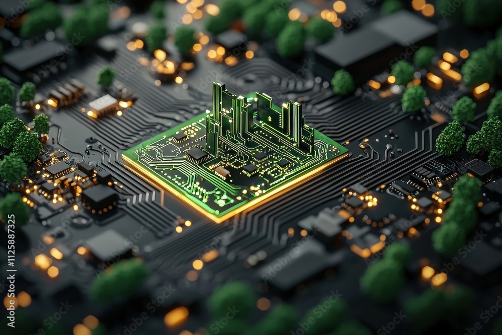 Obraz premium Revitalizing urban spaces through green energy circuit recycling