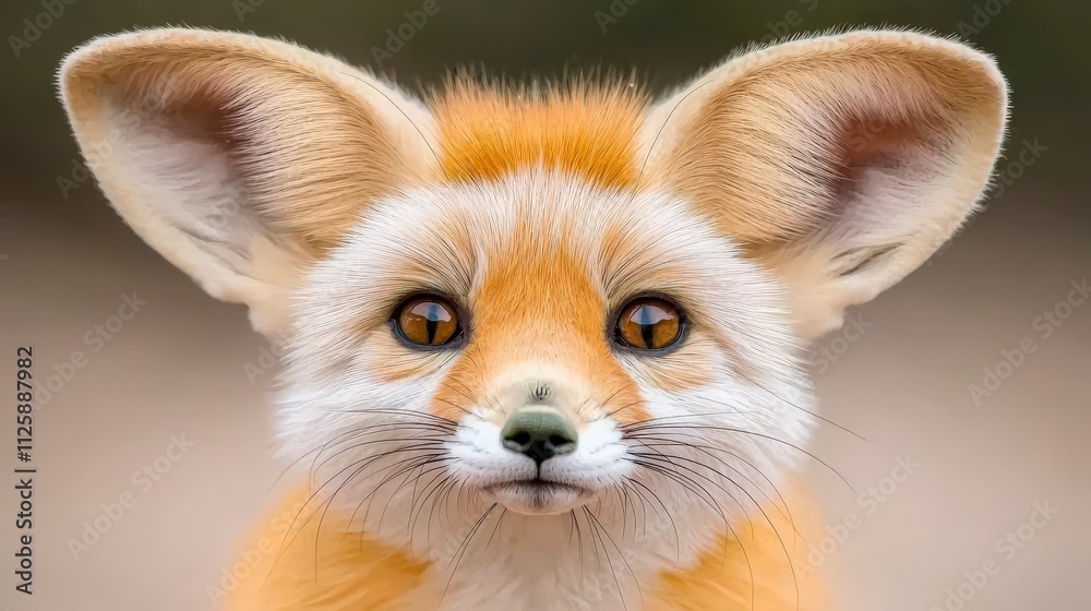Obraz premium Adorable Fennec Fox Portrait Desert Wildlife Big Ears Close Up