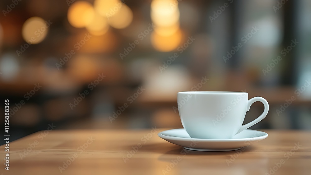 White coffee to go cup on wooden table, mockup, Generative AI White coffee to go cup on wooden table, mockup, Generative AI