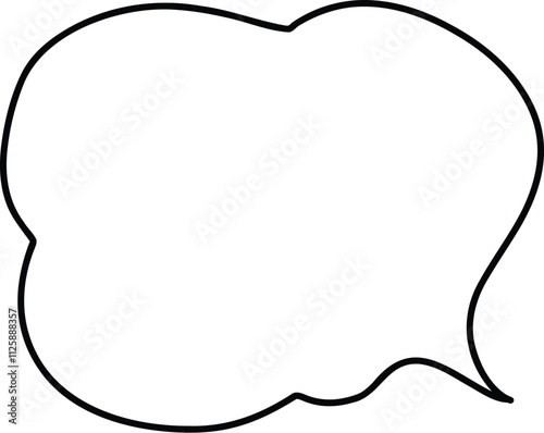 Doodle line text balloon. Speech bubble banners with empty talk, linear comic note design for banner message popup. Vector isolated icon on white background