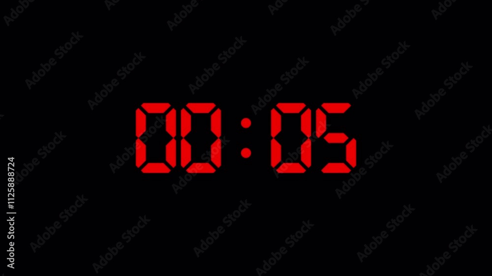    Digital countdown timer ten seconds animation from 10 to 0 seconds on transparent background with alpha channel, 10 second countdown timer, Digital Countdown video

