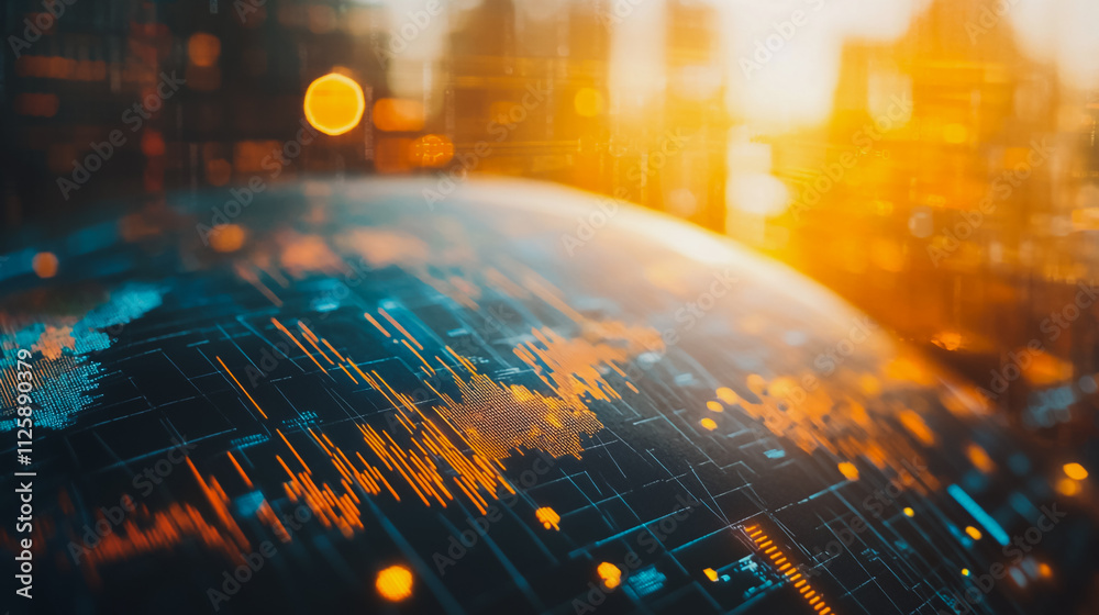 Abstract business Financial charts show a significant increase in profits in the stock market.This is driven by higher interest rates and continued growth. In the innovation world network of financial