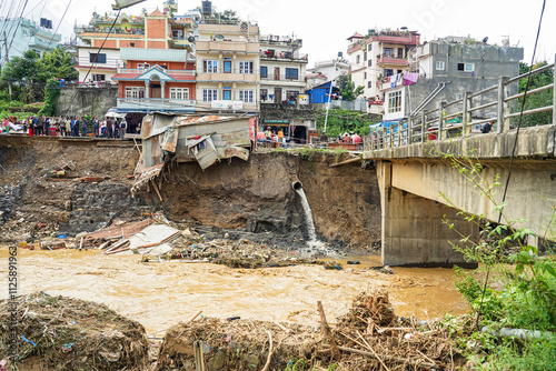 after flooding of the Nakhu River in Lalitpur, Nepal. photo