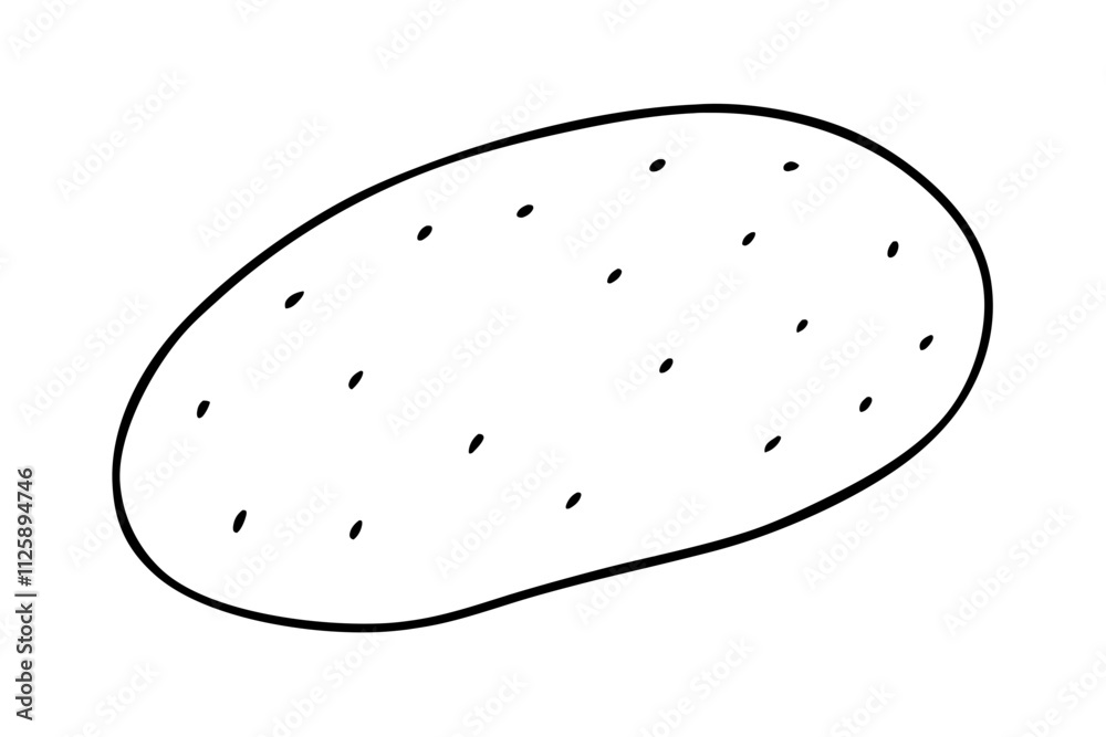 A potato with skin texture line art illustration A potato with skin texture line art illustration